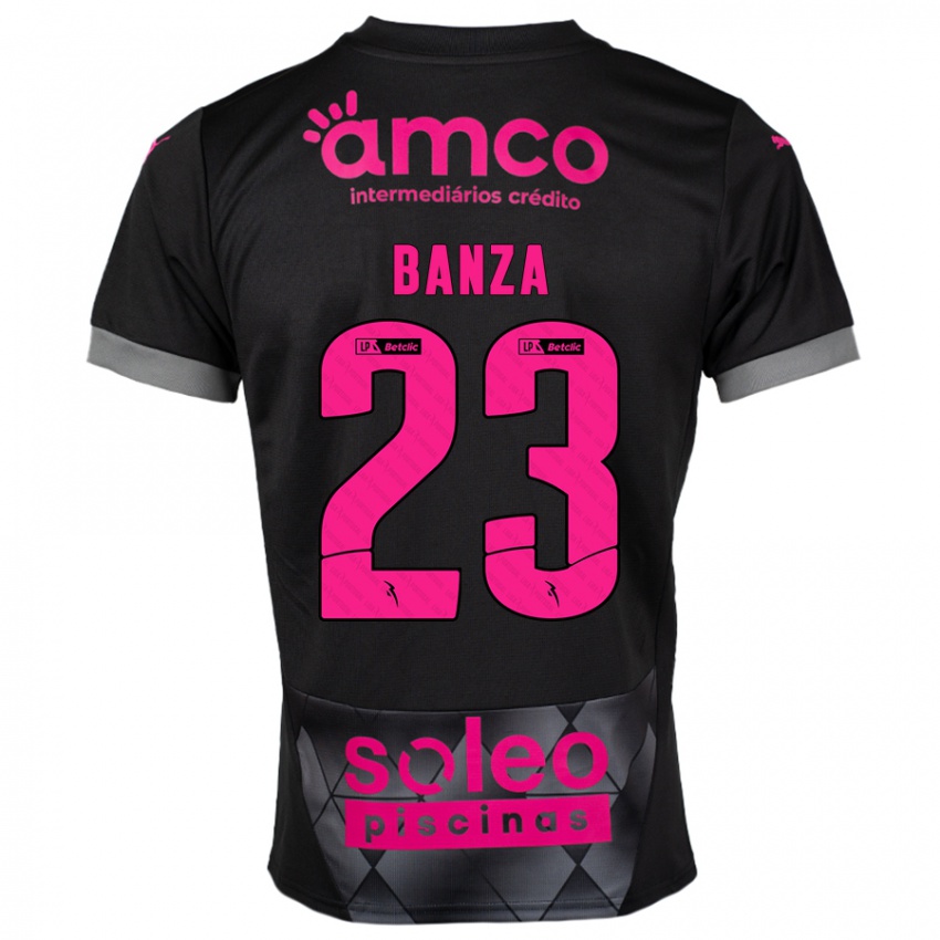 Niño Camiseta Simon Banza #23 Negro Rosa 2ª Equipación 2024/25 La Camisa Perú