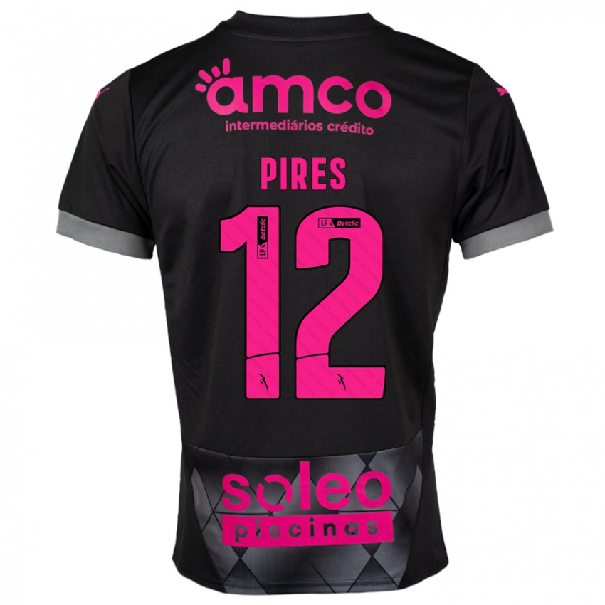 Niño Camiseta Hugo Pires #12 Negro Rosa 2ª Equipación 2024/25 La Camisa Perú