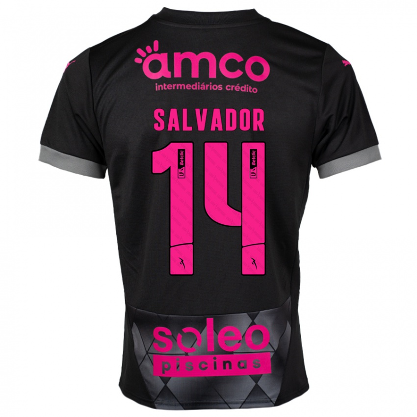 Niño Camiseta João Salvador #14 Negro Rosa 2ª Equipación 2024/25 La Camisa Perú