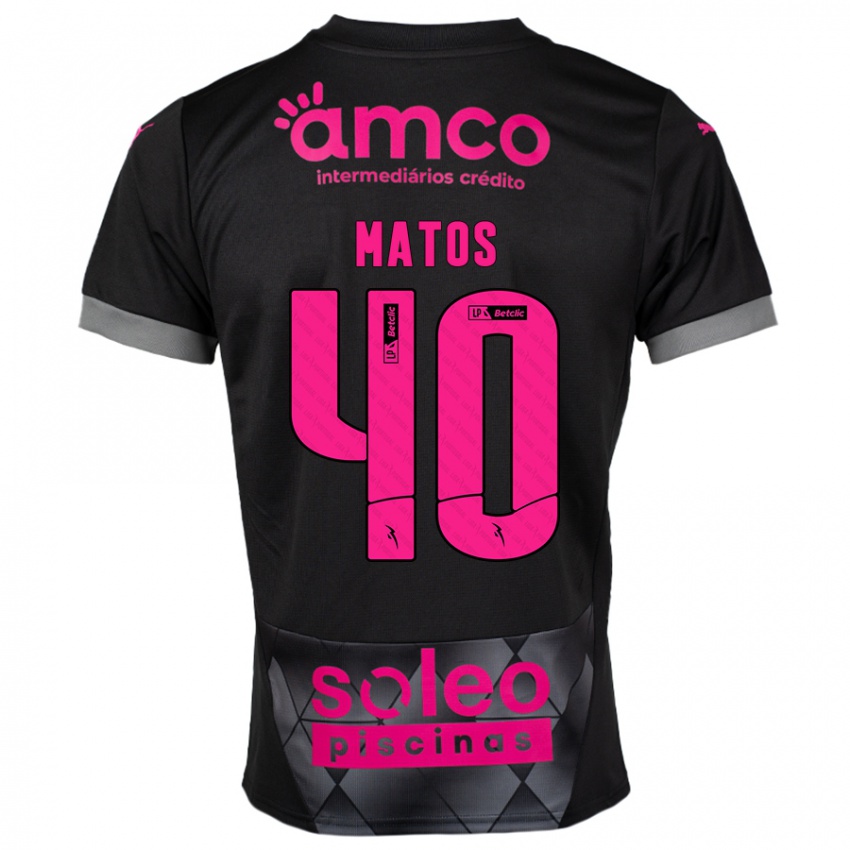 Niño Camiseta João Matos #40 Negro Rosa 2ª Equipación 2024/25 La Camisa Perú