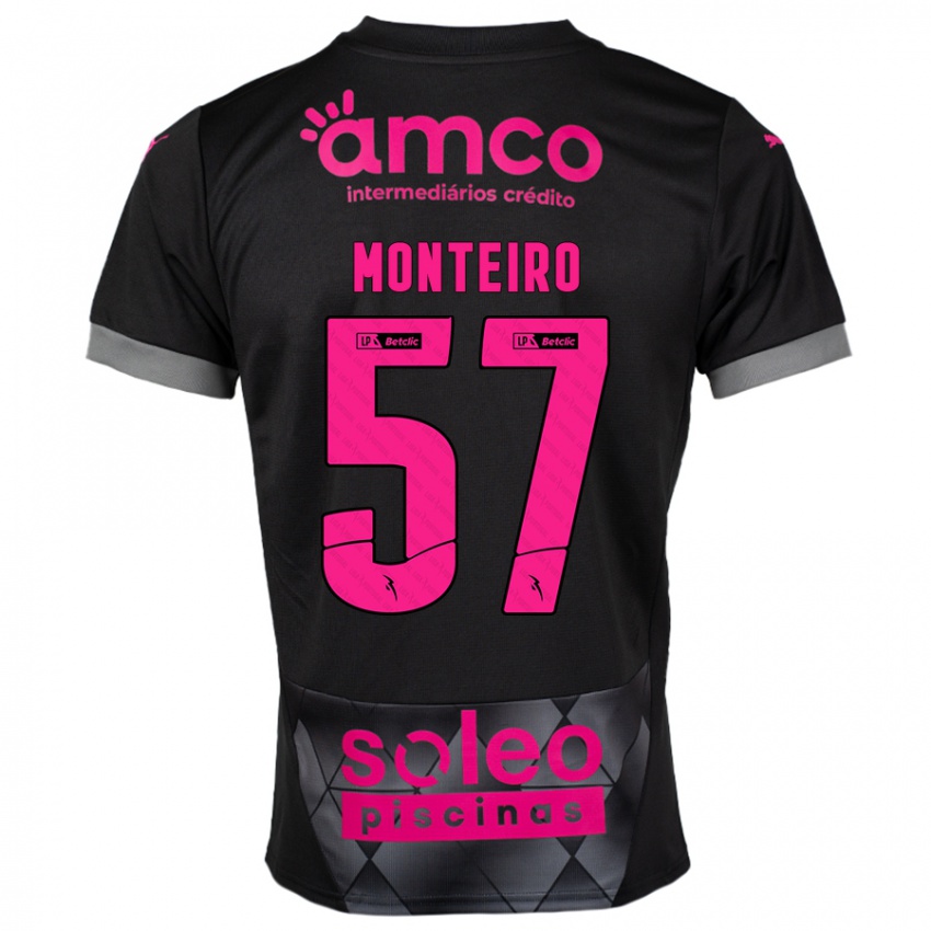 Niño Camiseta Jordan Monteiro #57 Negro Rosa 2ª Equipación 2024/25 La Camisa Perú