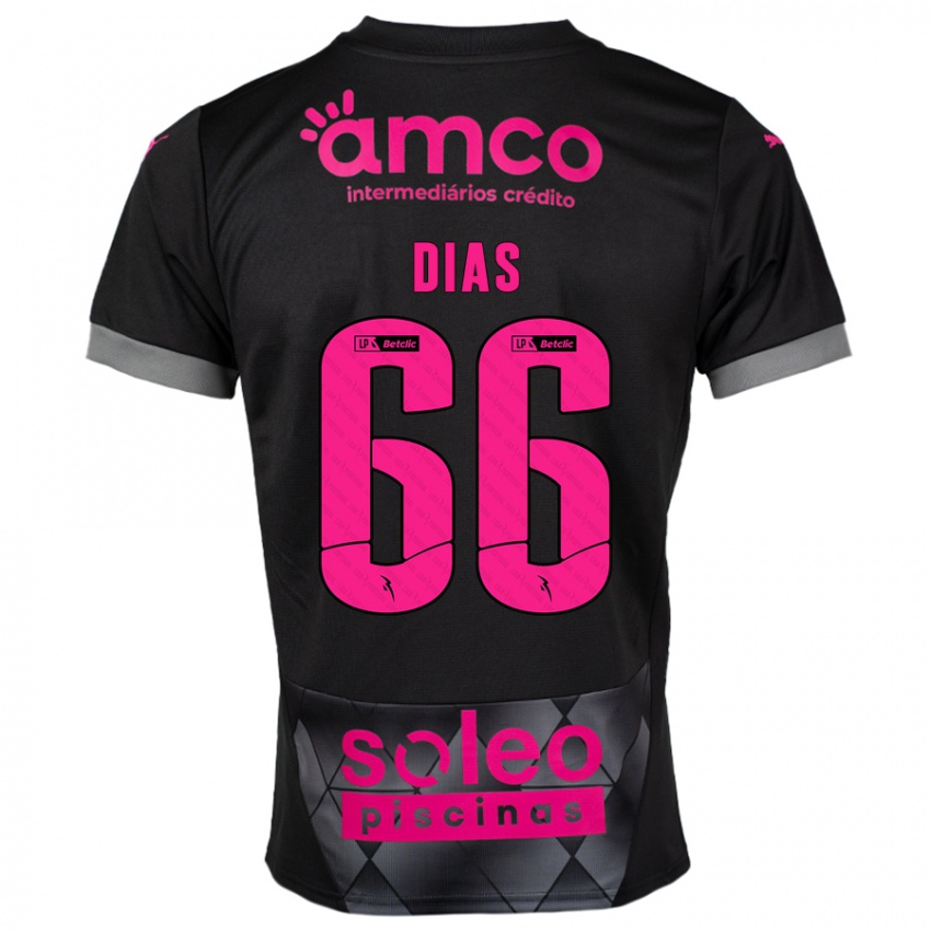 Niño Camiseta Gonçalo Dias #66 Negro Rosa 2ª Equipación 2024/25 La Camisa Perú