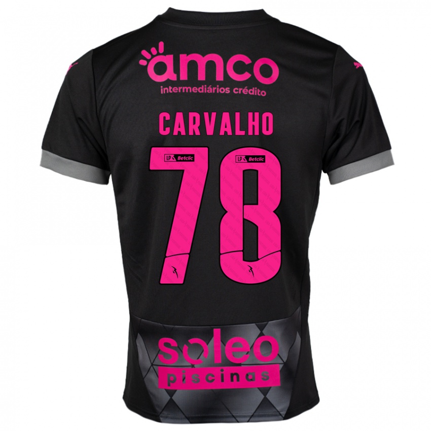 Niño Camiseta João Carvalho #78 Negro Rosa 2ª Equipación 2024/25 La Camisa Perú