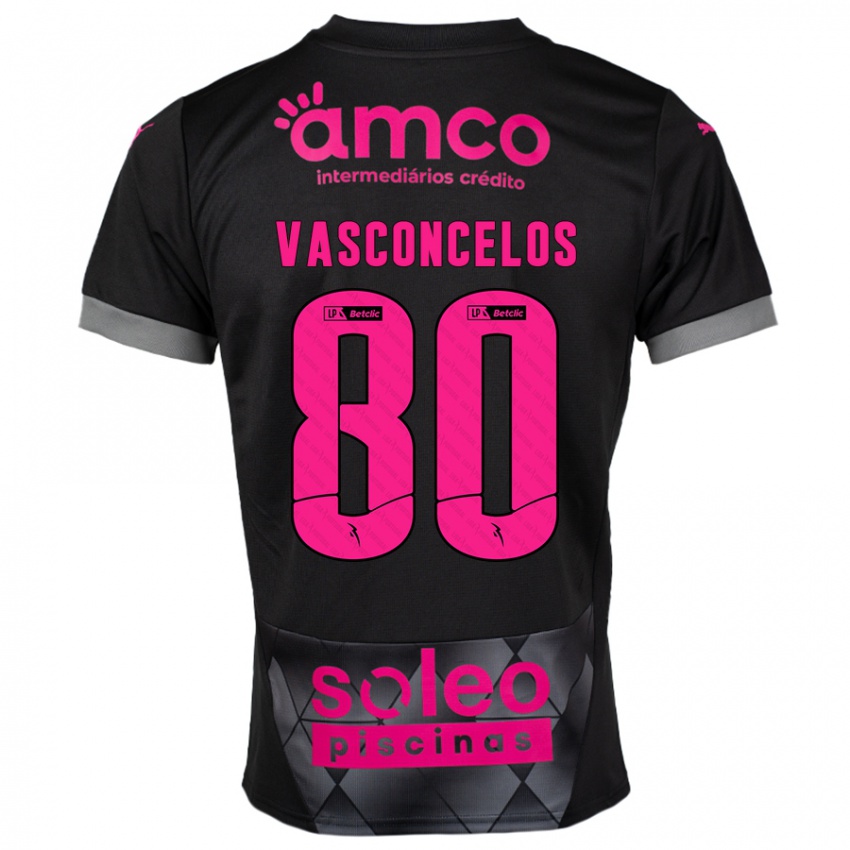 Niño Camiseta Vasconcelos #80 Negro Rosa 2ª Equipación 2024/25 La Camisa Perú