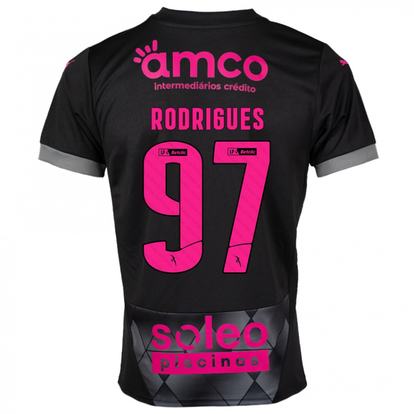 Niño Camiseta Dinis Rodrigues #97 Negro Rosa 2ª Equipación 2024/25 La Camisa Perú