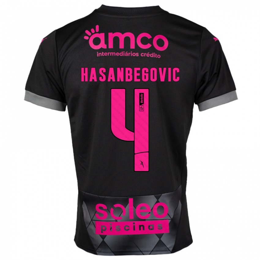 Niño Camiseta Melisa Hasanbegović #4 Negro Rosa 2ª Equipación 2024/25 La Camisa Perú