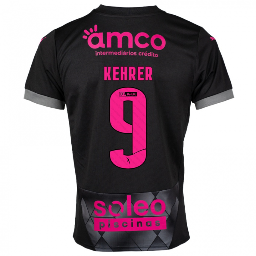 Niño Camiseta Caroline Kehrer #9 Negro Rosa 2ª Equipación 2024/25 La Camisa Perú