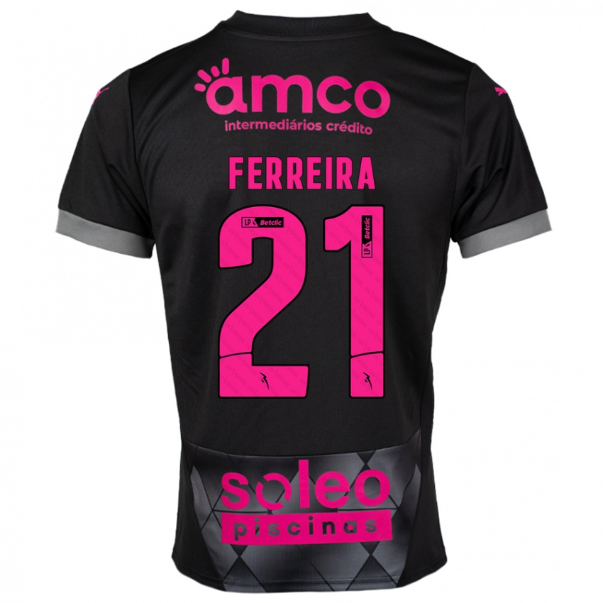 Niño Camiseta Ana Carolina Ferreira #21 Negro Rosa 2ª Equipación 2024/25 La Camisa Perú