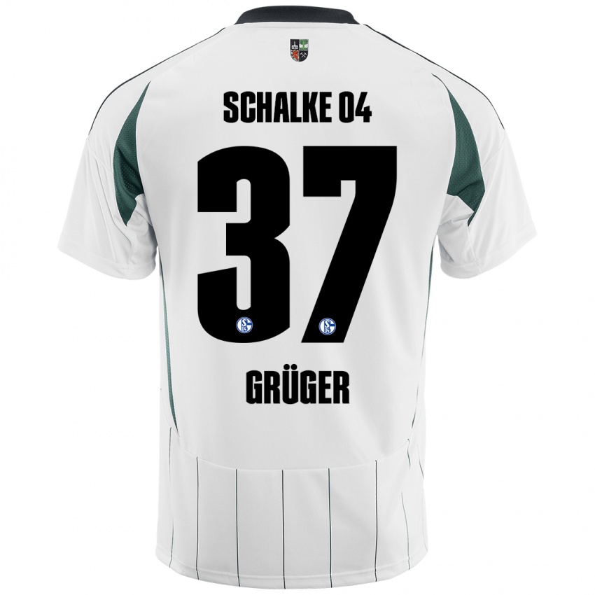 Niño Camiseta Max Grüger #37 Blanco Verde 2ª Equipación 2024/25 La Camisa Perú