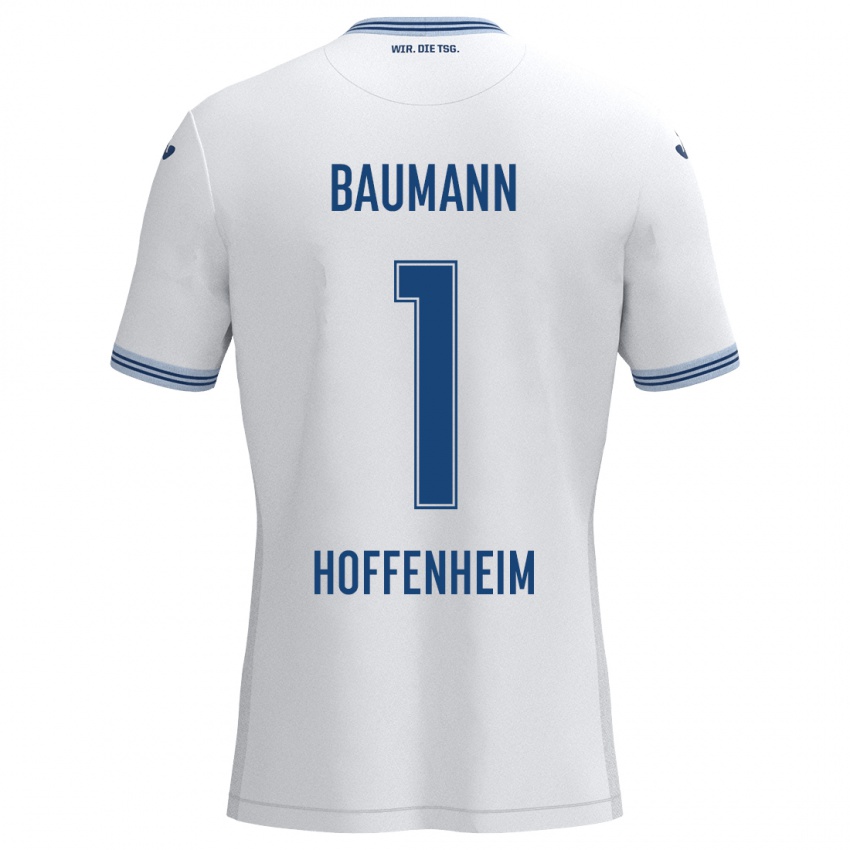 Niño Camiseta Oliver Baumann #1 Blanco Azul 2ª Equipación 2024/25 La Camisa Perú