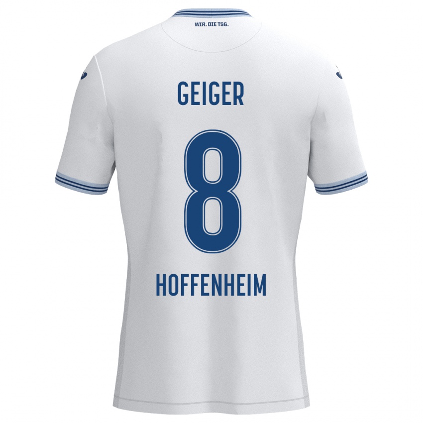 Niño Camiseta Dennis Geiger #8 Blanco Azul 2ª Equipación 2024/25 La Camisa Perú