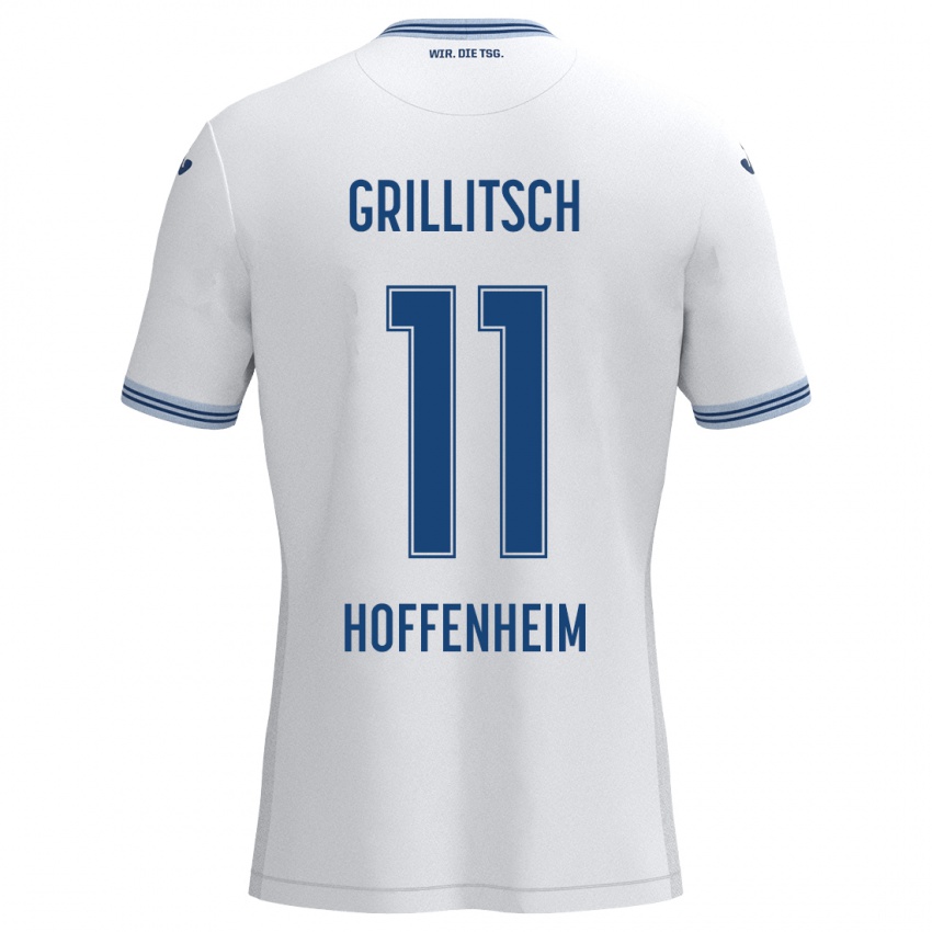 Niño Camiseta Florian Grillitsch #11 Blanco Azul 2ª Equipación 2024/25 La Camisa Perú