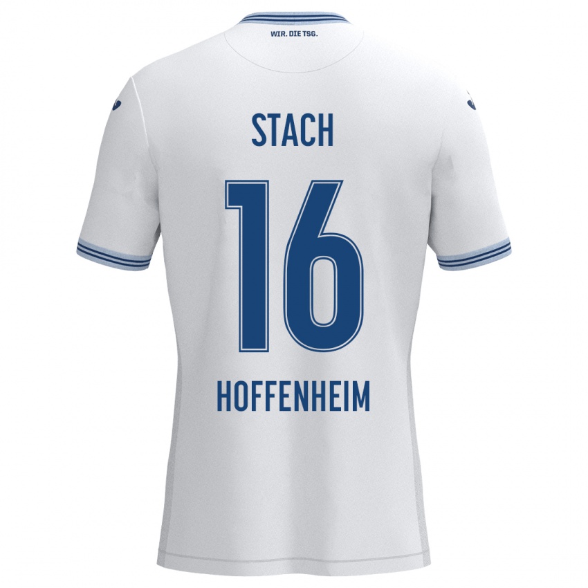 Niño Camiseta Anton Stach #16 Blanco Azul 2ª Equipación 2024/25 La Camisa Perú