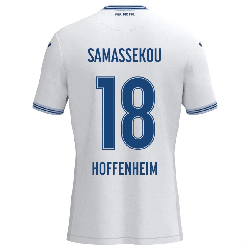 Niño Camiseta Diadié Samassékou #18 Blanco Azul 2ª Equipación 2024/25 La Camisa Perú