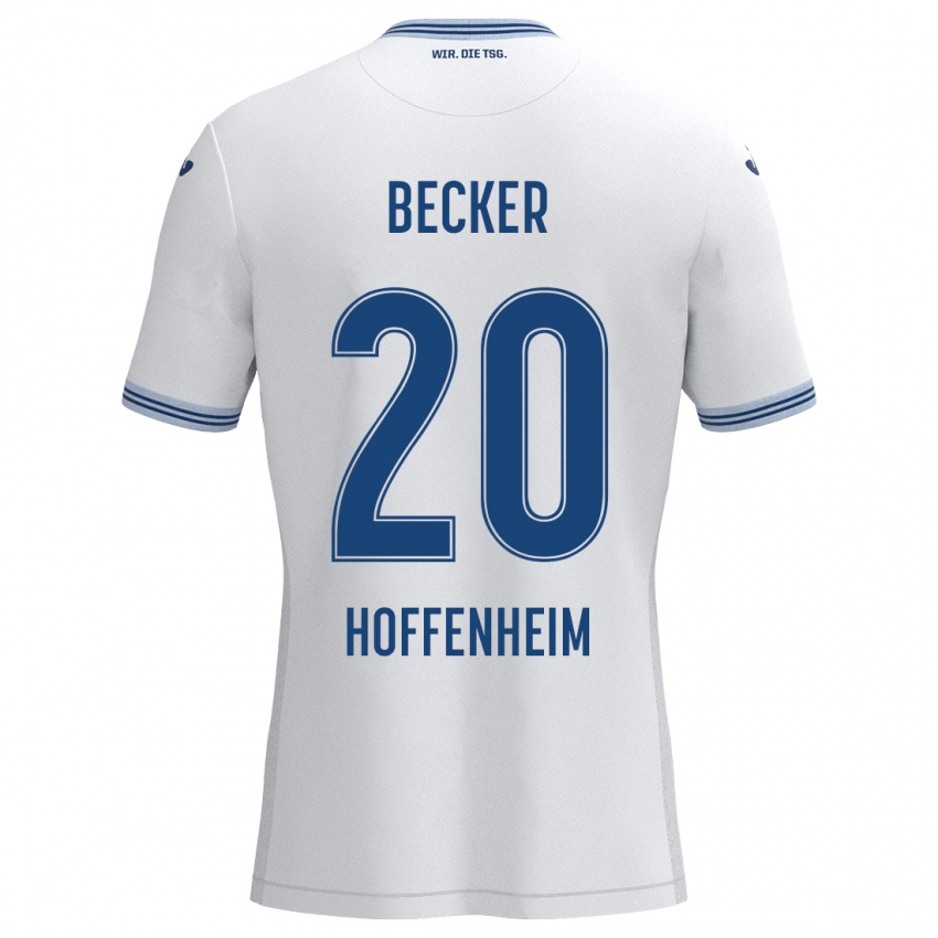 Niño Camiseta Finn Ole Becker #20 Blanco Azul 2ª Equipación 2024/25 La Camisa Perú