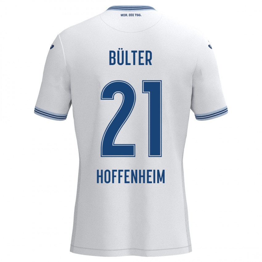 Niño Camiseta Marius Bülter #21 Blanco Azul 2ª Equipación 2024/25 La Camisa Perú