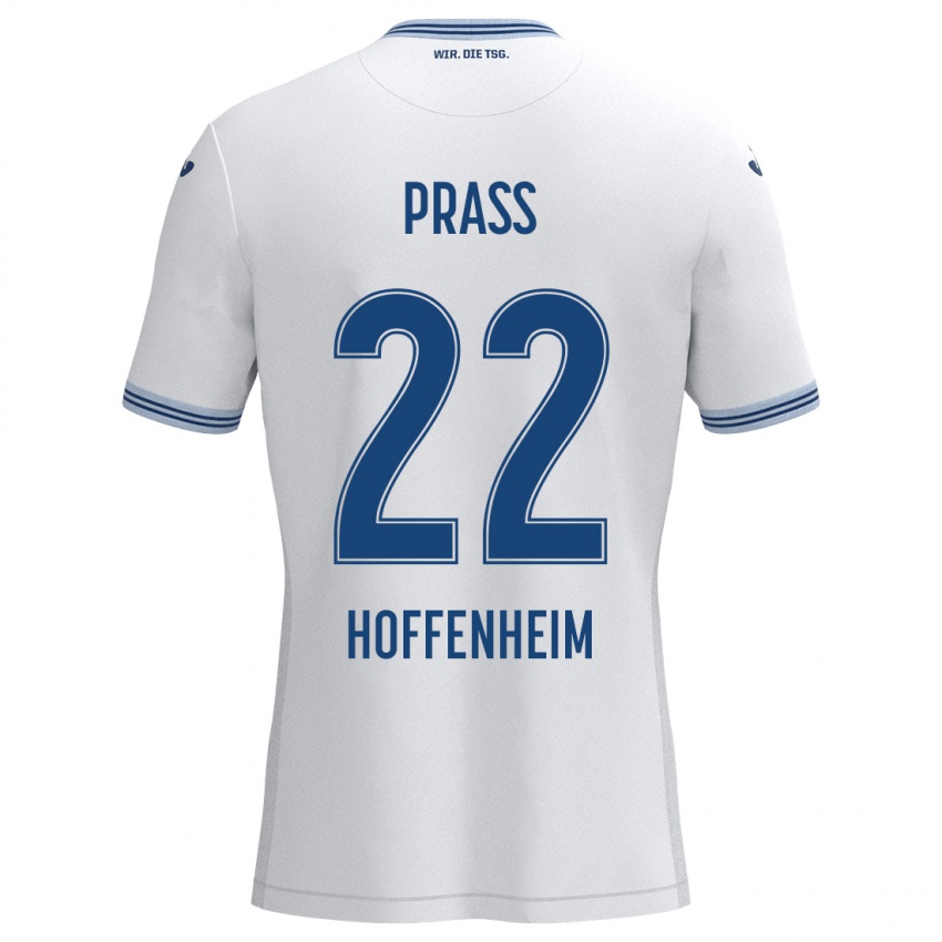 Niño Camiseta Alexander Prass #22 Blanco Azul 2ª Equipación 2024/25 La Camisa Perú