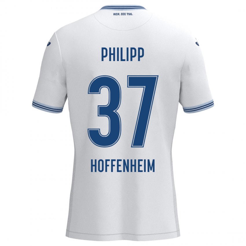 Niño Camiseta Luca Philipp #37 Blanco Azul 2ª Equipación 2024/25 La Camisa Perú