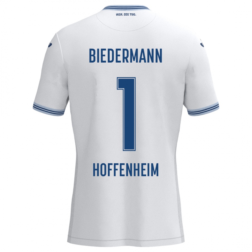 Niño Camiseta Nico Biedermann #1 Blanco Azul 2ª Equipación 2024/25 La Camisa Perú