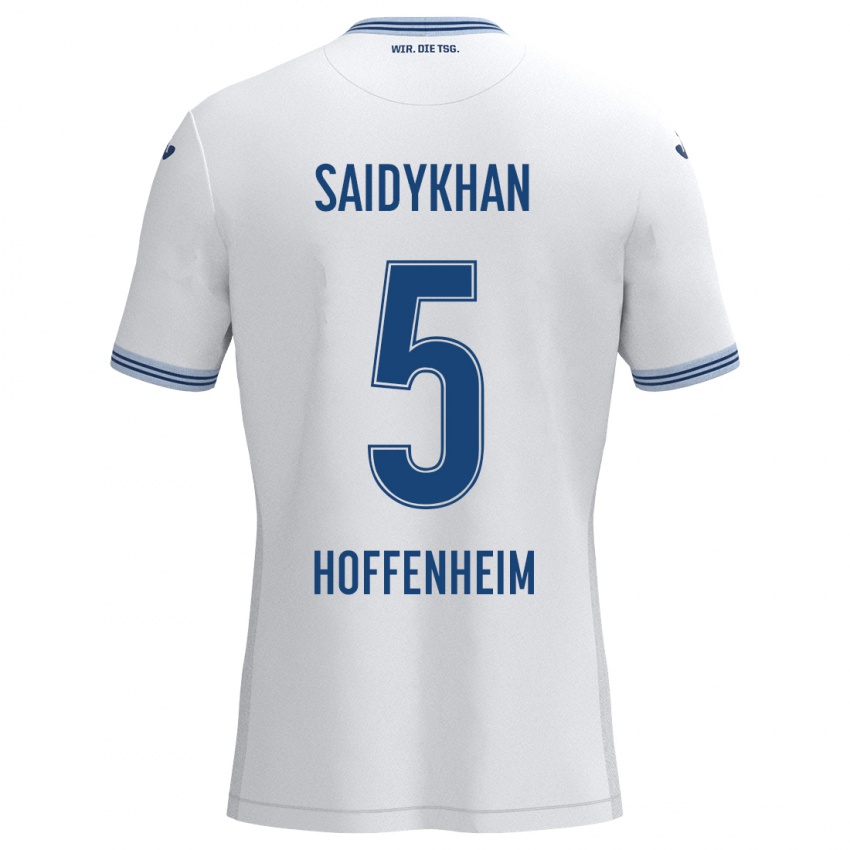 Niño Camiseta Ibrahim Saidykhan #5 Blanco Azul 2ª Equipación 2024/25 La Camisa Perú