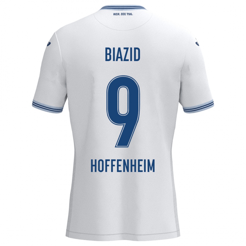 Niño Camiseta Zain Biazid #9 Blanco Azul 2ª Equipación 2024/25 La Camisa Perú