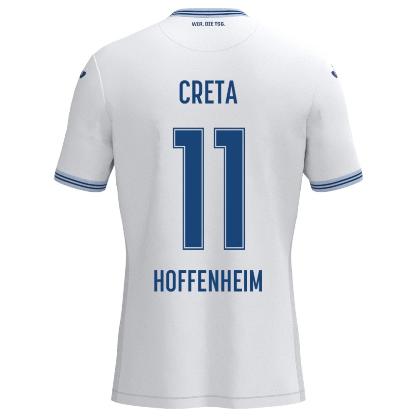 Niño Camiseta David Creța #11 Blanco Azul 2ª Equipación 2024/25 La Camisa Perú