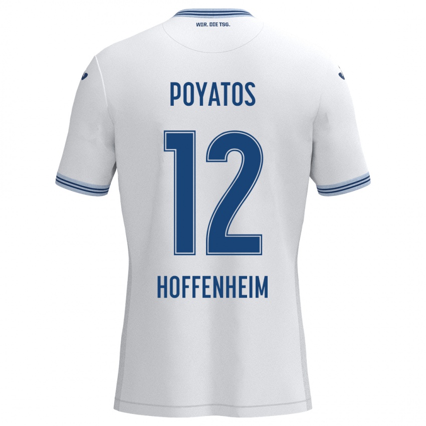 Niño Camiseta Miguel Poyatos #12 Blanco Azul 2ª Equipación 2024/25 La Camisa Perú