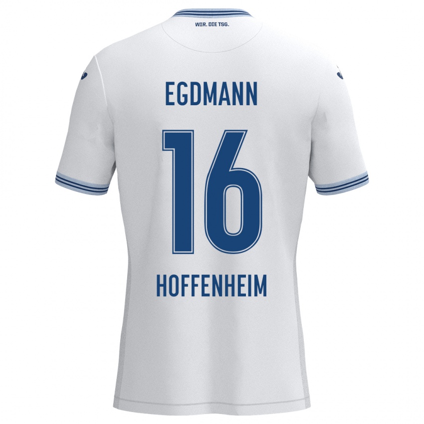 Niño Camiseta Mika Egdmann #16 Blanco Azul 2ª Equipación 2024/25 La Camisa Perú