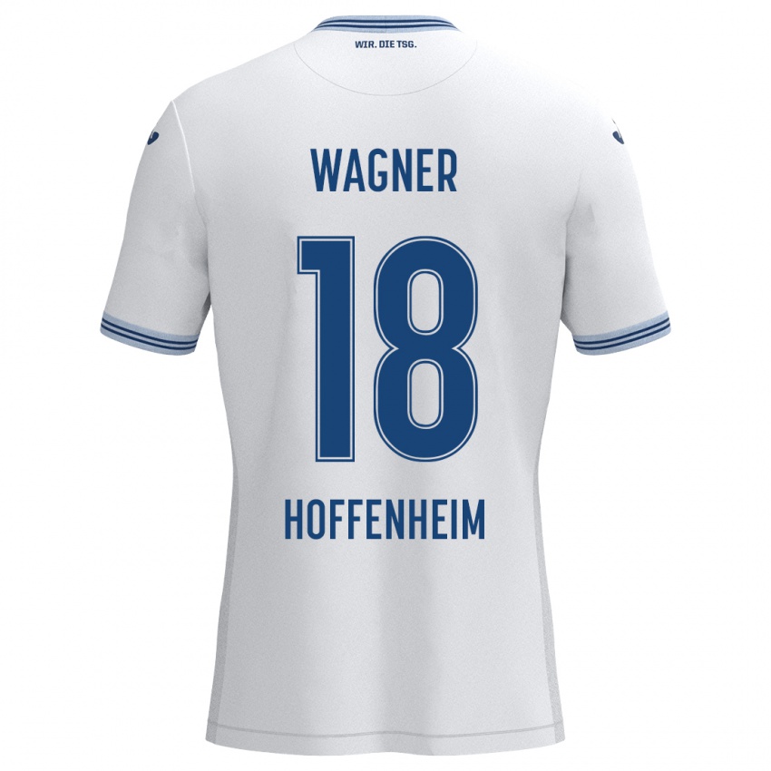 Niño Camiseta Ricardo Wagner #18 Blanco Azul 2ª Equipación 2024/25 La Camisa Perú