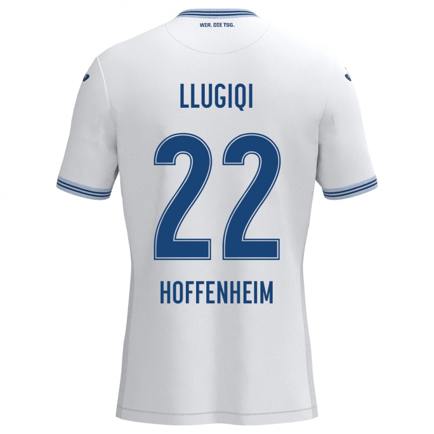 Niño Camiseta Arian Llugiqi #22 Blanco Azul 2ª Equipación 2024/25 La Camisa Perú