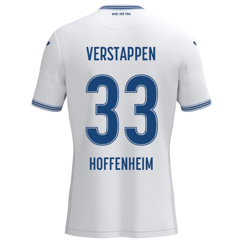 Niño Camiseta Eric Verstappen #33 Blanco Azul 2ª Equipación 2024/25 La Camisa Perú