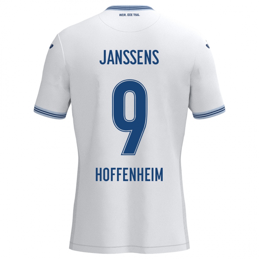 Niño Camiseta Jill Janssens #9 Blanco Azul 2ª Equipación 2024/25 La Camisa Perú