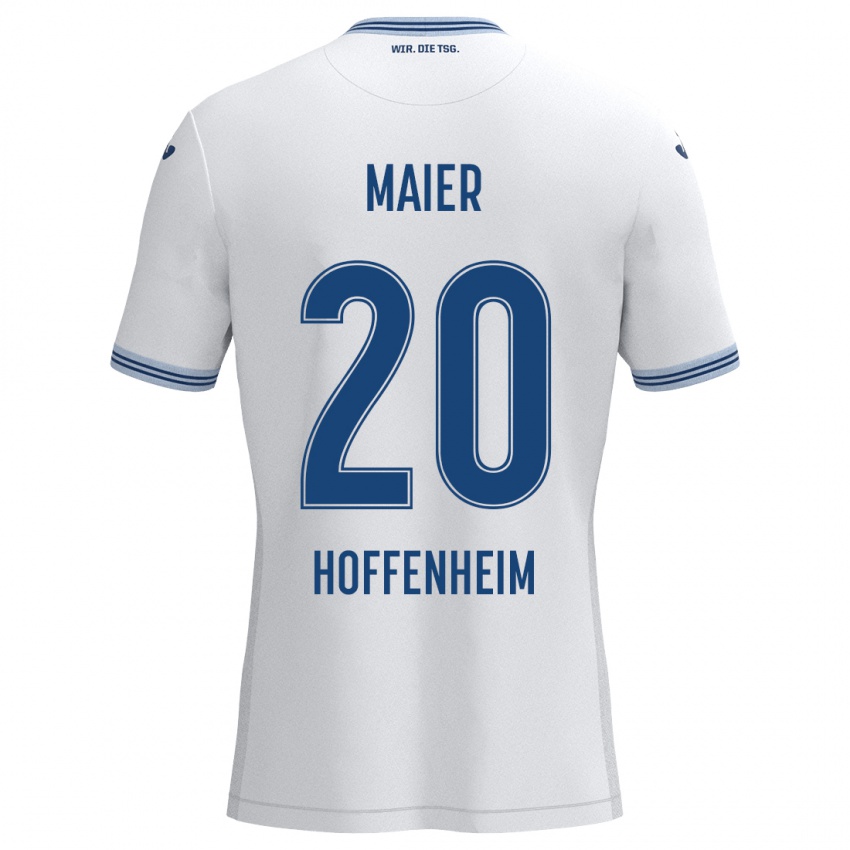 Niño Camiseta Leonie Maier #20 Blanco Azul 2ª Equipación 2024/25 La Camisa Perú