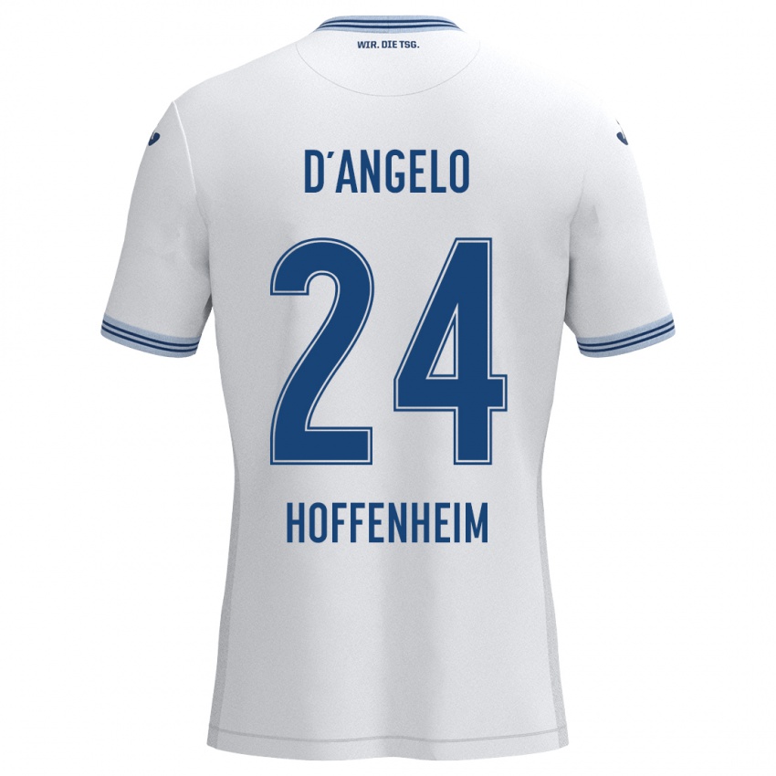 Niño Camiseta Chiara D'angelo #24 Blanco Azul 2ª Equipación 2024/25 La Camisa Perú