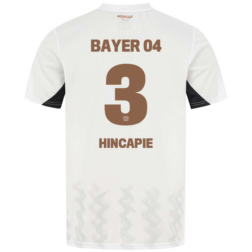 Niño Camiseta Piero Hincapié #3 Blanco Negro 2ª Equipación 2024/25 La Camisa Perú