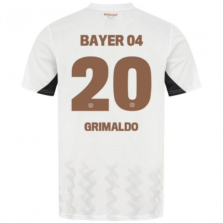 Niño Camiseta Alejandro Grimaldo #20 Blanco Negro 2ª Equipación 2024/25 La Camisa Perú