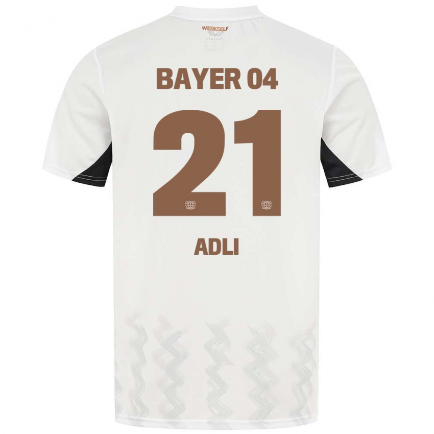 Niño Camiseta Amine Adli #21 Blanco Negro 2ª Equipación 2024/25 La Camisa Perú