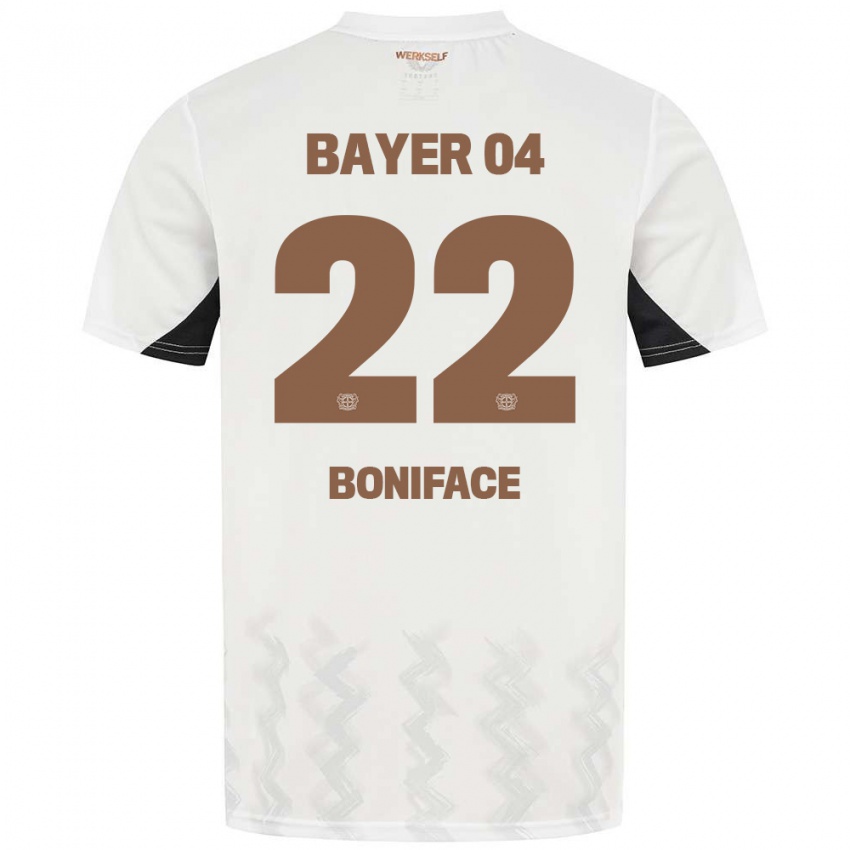 Niño Camiseta Victor Boniface #22 Blanco Negro 2ª Equipación 2024/25 La Camisa Perú