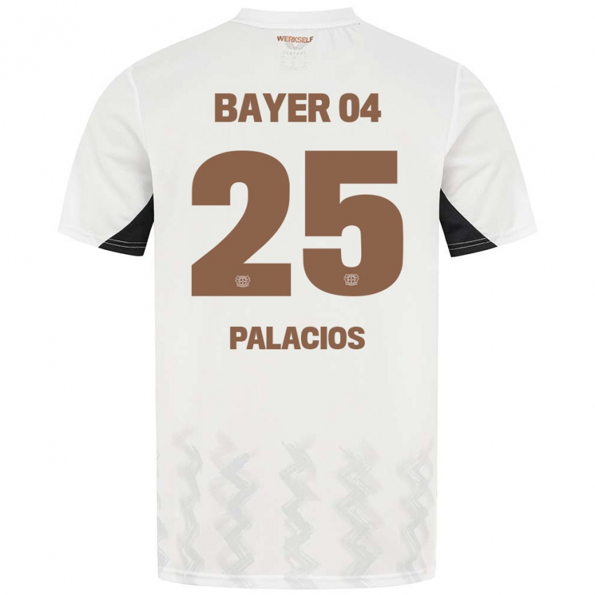 Niño Camiseta Exequiel Palacios #25 Blanco Negro 2ª Equipación 2024/25 La Camisa Perú