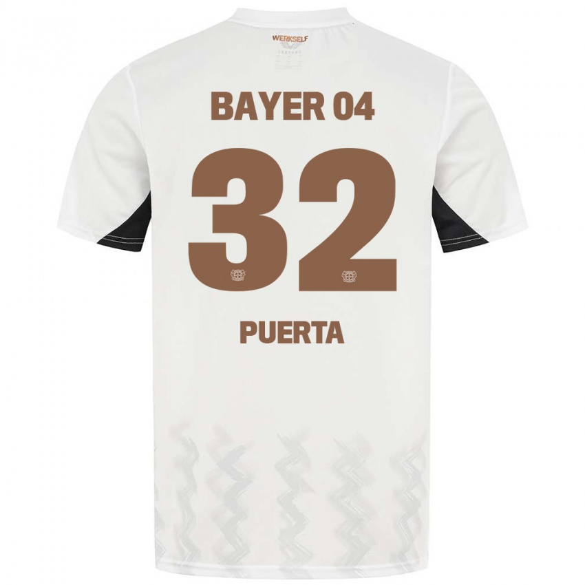 Niño Camiseta Gustavo Puerta #32 Blanco Negro 2ª Equipación 2024/25 La Camisa Perú