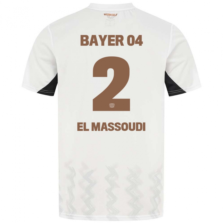 Niño Camiseta Nassim El Massoudi #2 Blanco Negro 2ª Equipación 2024/25 La Camisa Perú