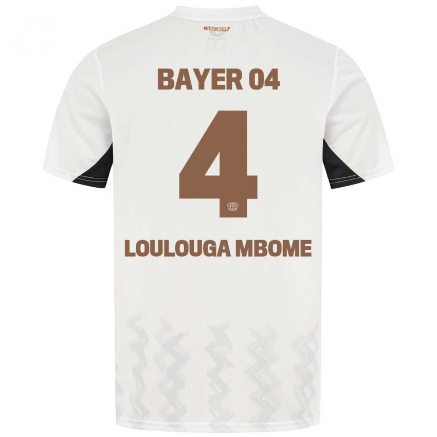 Niño Camiseta Adrien Loulouga Mbome #4 Blanco Negro 2ª Equipación 2024/25 La Camisa Perú