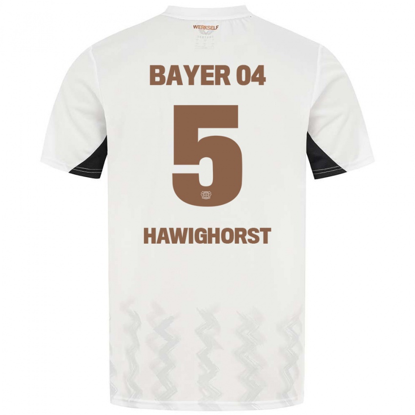 Niño Camiseta Ben Hawighorst #5 Blanco Negro 2ª Equipación 2024/25 La Camisa Perú