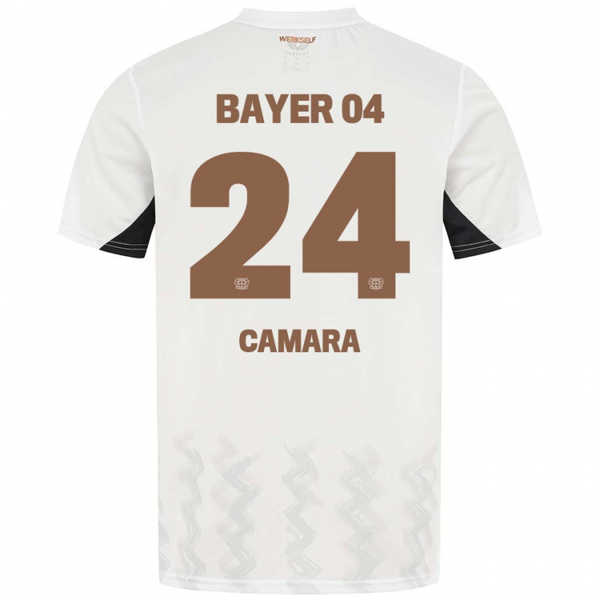 Niño Camiseta Nourdine Camara #24 Blanco Negro 2ª Equipación 2024/25 La Camisa Perú