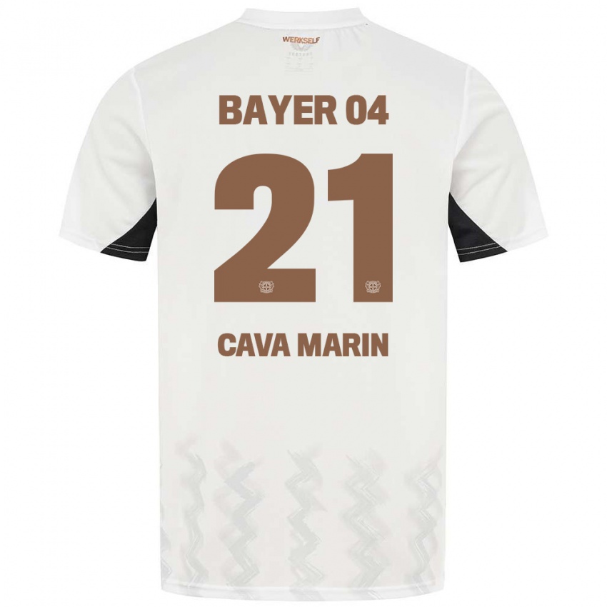 Niño Camiseta Sofia Cava Marin #21 Blanco Negro 2ª Equipación 2024/25 La Camisa Perú