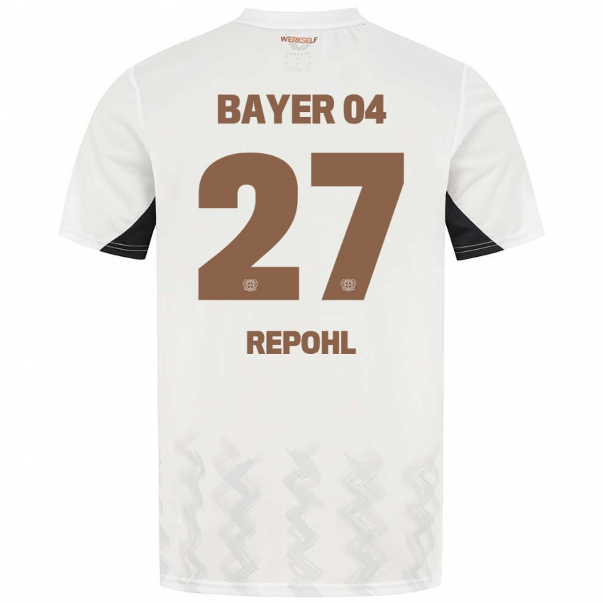 Niño Camiseta Friederike Repohl #27 Blanco Negro 2ª Equipación 2024/25 La Camisa Perú