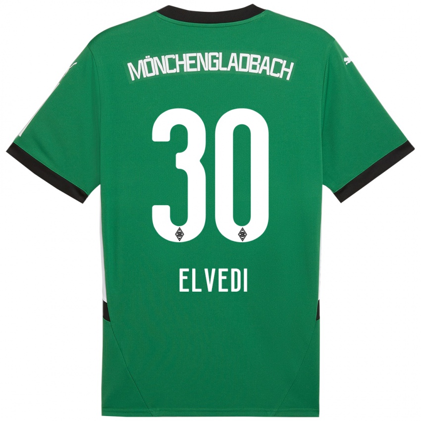 Niño Camiseta Nico Elvedi #30 Verde Blanco 2ª Equipación 2024/25 La Camisa Perú