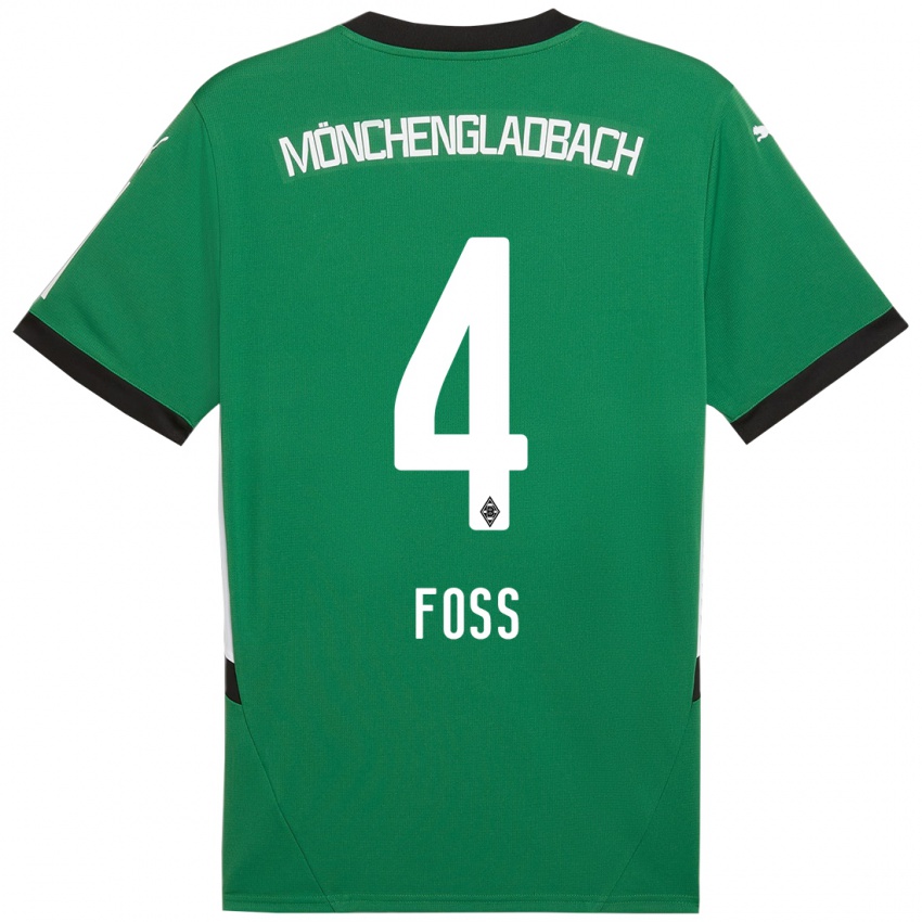 Niño Camiseta Jonathan Foss #4 Verde Blanco 2ª Equipación 2024/25 La Camisa Perú