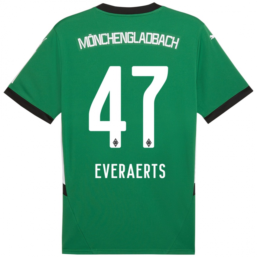 Niño Camiseta Kim Everaerts #47 Verde Blanco 2ª Equipación 2024/25 La Camisa Perú