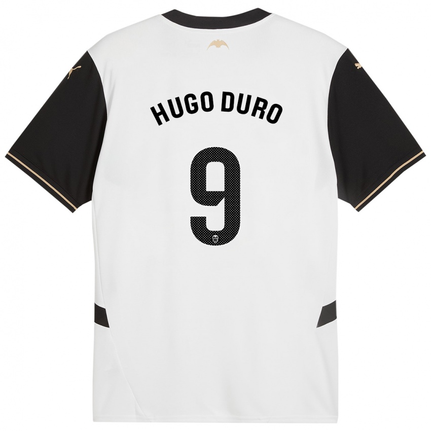 Hombre Camiseta Hugo Duro #9 Blanco Negro 1ª Equipación 2024/25 La Camisa Perú